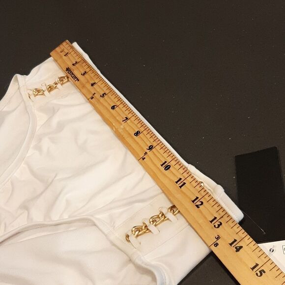 Kenneth Cole White Bikini Bottoms with Gold Hardware - Picture 8 of 8